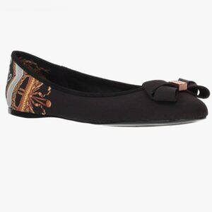 Ted Baker Immep Floral Ballet Flats Rose Gold Bow Flat Satin Round Toe Shoes 10